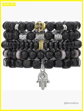 5-Piece Multilayer Punk Bracelet Set Adjustable Unisex
